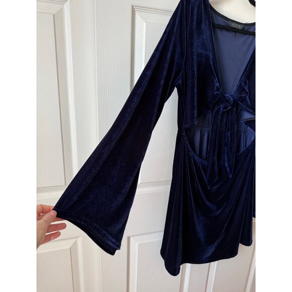 Killstar Midnight Blue Velvet Mini Dress Casseoperia's Charm Witchy Size XXL - Picture 3 of 5